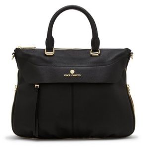 VINCE CAMUTO “Dean” Black Leather Satchel Handbag